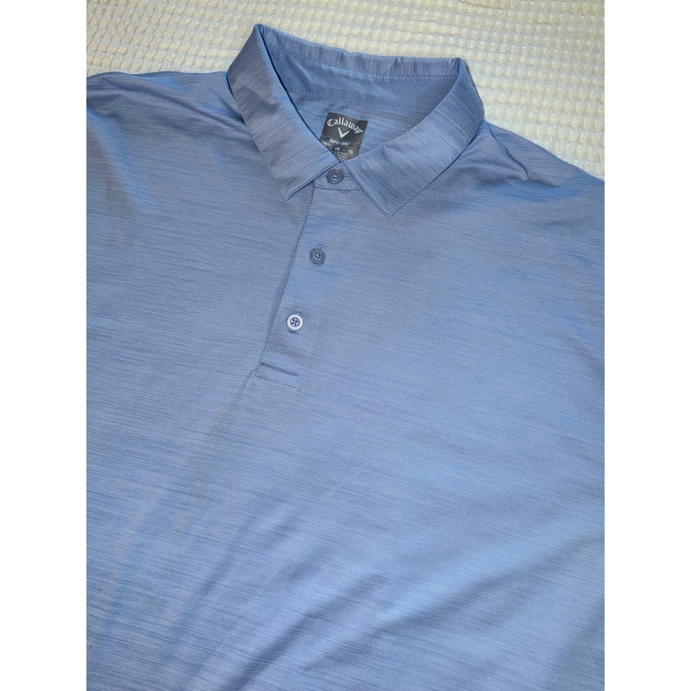 Callaway Polo Shirt Mens LG Blue Opti-Dri Heathered Short Sleeve Golf Top